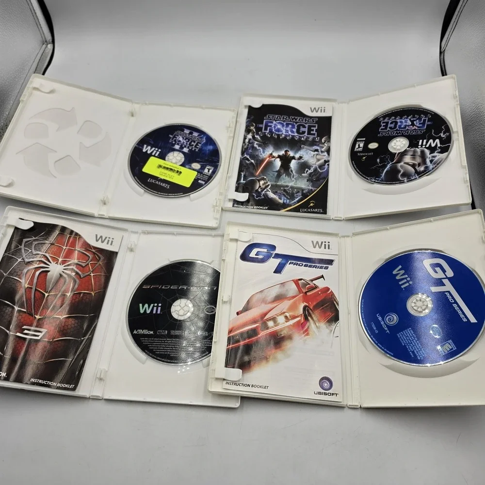 Nintendo Wii 4 Games Star Wars The Force 1 & 2 Gt Pro Series Spiderman 3 Complet